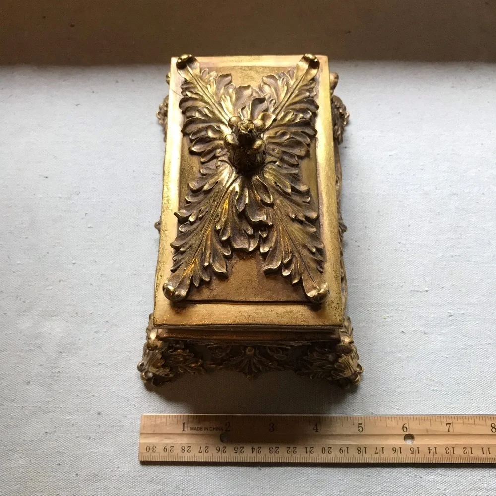 Ornate Baroque Gilded Gold Trinket Jewelry Box - Marie Antoinette Maximalist